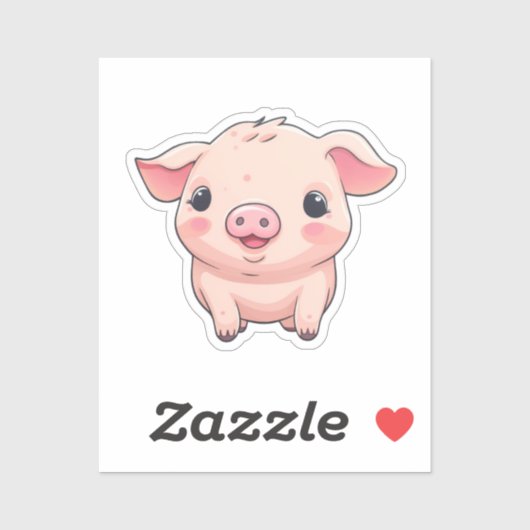 Sticker Cochon de dessin (Feuille)