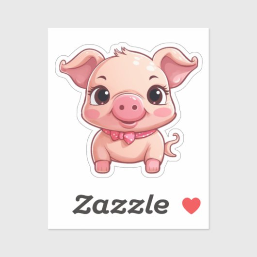 Sticker Cochon de dessin (Feuille)