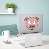 Sticker Cochon de dessin drôle (Ordinateur portable sur le bureau)