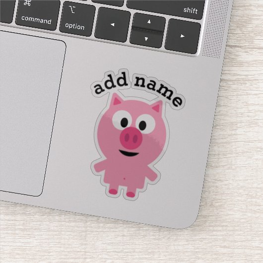 Sticker Cochon de ferme de dessin mignon avec nom personna (Détail)