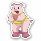 Sticker Cochon de fitness avec bande de caoutchouc (Devant)