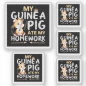 Sticker Cochon d'Inde Mignon a Mangé Mon Devoir (Devant)