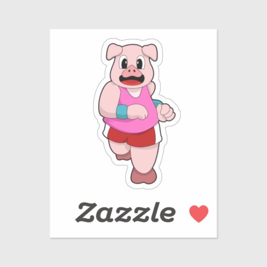 Sticker Cochon en cours d'exécution (Feuille)