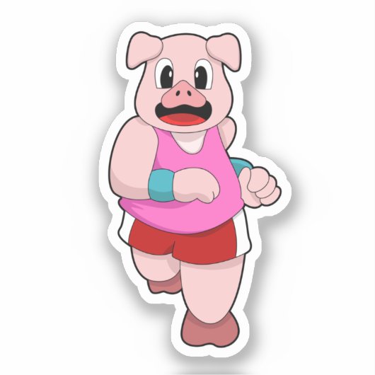 Sticker Cochon en cours d'exécution (Recto)
