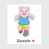 Sticker Cochon en tant que coureur à l'exécution (Feuille)