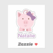 Sticker Cochon fille mignonne (Feuille)