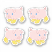 Sticker Cochon mignon dans Bottes en caoutchouc jaune, Ens (Devant)