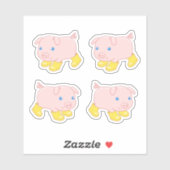 Sticker Cochon mignon dans Bottes en caoutchouc jaune, Ens (Feuille)