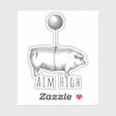 Sticker Cochon mignon et ballon inspirant viser haut (Feuille)