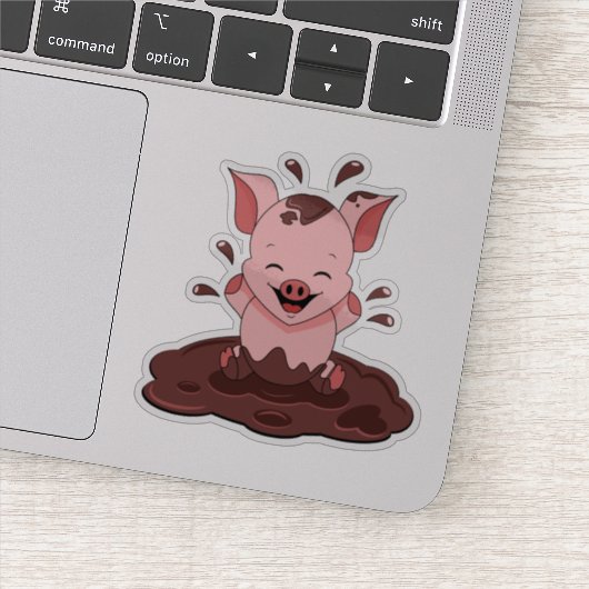 Sticker Cochon mignon jouant dans la boue (Détail)