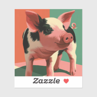 Sticker Cochon Tacheté Mignon Art Pop Coloré