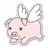 Sticker Cochon volant - Cochon mignon avec ailes (Devant)
