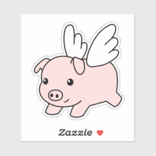 Sticker Cochon volant - Cochon mignon avec ailes