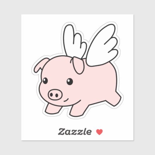 Sticker Cochon volant - Cochon mignon avec ailes (Feuille)