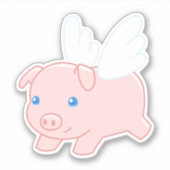 Sticker Cochon volant - Cochon mignon avec ailes (Devant)