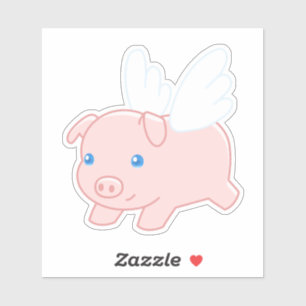 Sticker Cochon volant - Cochon mignon avec ailes