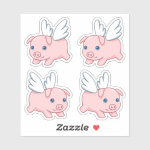 Sticker Cochon Volant Dessin Animé - Ailes de Porcelet Mig