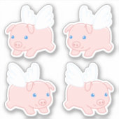 Sticker Cochon volant - Joli cochon avec ailes, Ensemble d (Devant)