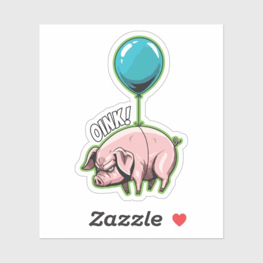 Sticker Cochon Volant Menaçant (Feuille)