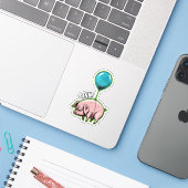 Sticker Cochon Volant Menaçant (Ordinateur portable avec iPhone)