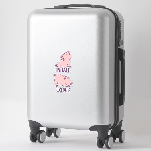 Sticker Cochon Yoga Cute Pigs Doing Sport inhale exhale (Sur valise)