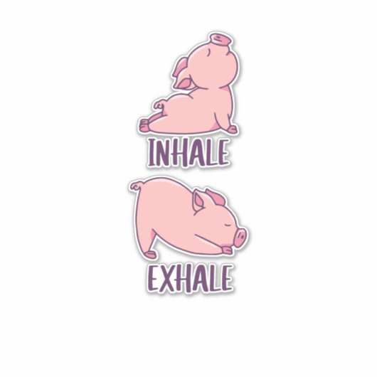 Sticker Cochon Yoga Cute Pigs Doing Sport inhale exhale (Devant)