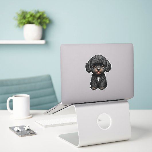 Sticker Cockapoo noir (Ordinateur portable sur le bureau)