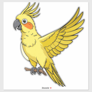 Sticker Cockatoo Jaune Joyeux Dessin Animé