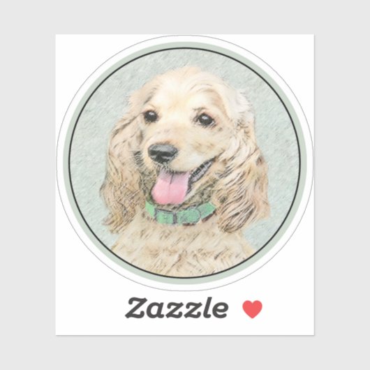 Sticker Cocker Spaniel Buff Peinture - Art Chien original (Feuille)