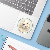 Sticker Cocker Spaniel Buff Peinture - Art Chien original (Ordinateur portable avec iPhone)