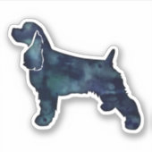 Sticker Cocker Spaniel Chien Silhouette Noir Aquarelle (Devant)