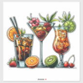 Sticker Cocktail alcoolique Boissons couleurs illustration (Feuille)