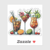 Sticker Cocktail alcoolique Boissons couleurs illustration (Feuille)