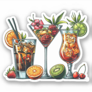 Sticker Cocktail alcoolique Boissons couleurs illustration