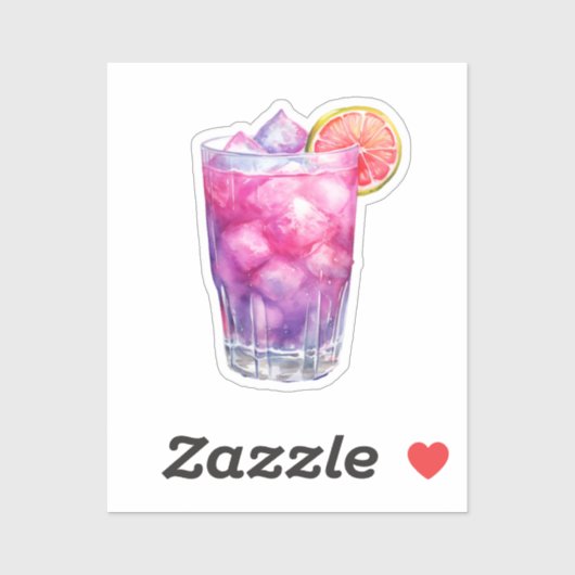 Sticker Cocktail Citronade Rose (Feuille)