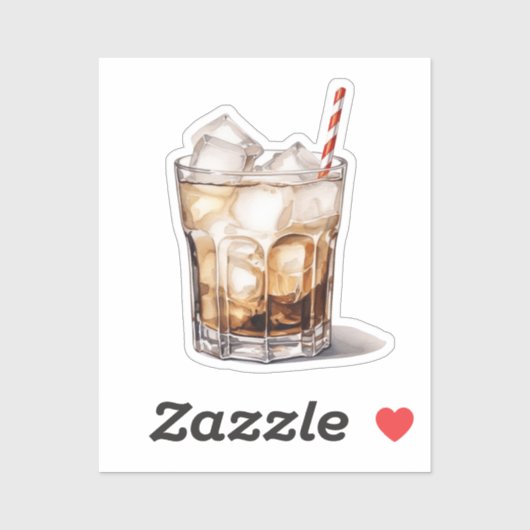 Sticker Cocktail de café glacé (Feuille)