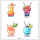 Sticker Cocktails été - Set 5 - (Feuille)