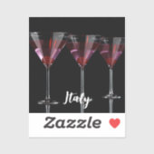 Sticker Cocktails rouges en verre de martini à la cerise (Feuille)