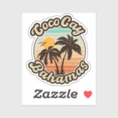 Sticker Coco Cay Bahamas Retro Sunset Souvenirs 60s (Feuille)
