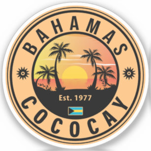 Sticker Coco Cay Bahamas Retro Sunset Souvenirs 60s