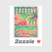 Sticker CocoCay Bahamas Retro Flamant rose Souvenir 1950 (Feuille)