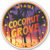Sticker Coconut Grove Miami Sunset Florida, Coconut Grove (Devant)