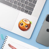 Sticker Cocotier de Cute kawaii (Ordinateur portable avec iPhone)