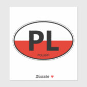 Sticker Code de pays PL Drapeau polonais Voiture vinyle ov (Feuille)
