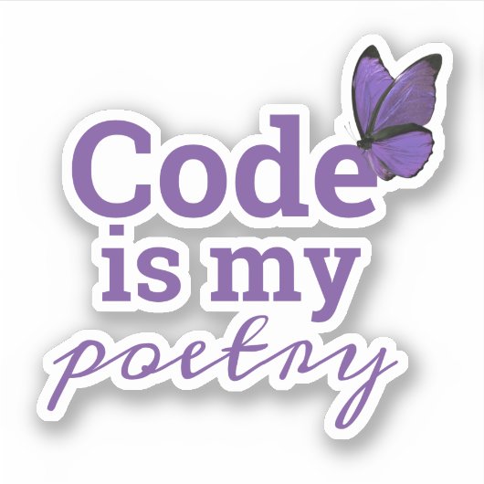 Sticker Code est mon programmeur de poésie violet (Devant)