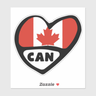 Sticker Code pays du Canada Coeur du drapeau, CAN