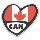Sticker Code pays du Canada Coeur du drapeau, CAN (Devant)