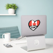 Sticker Code pays du Canada Coeur du drapeau, CAN (Ordinateur portable sur le bureau)