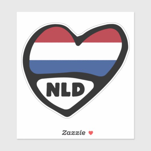 Sticker Code pays Pays-Bas Coeur du drapeau, NLD (Feuille)