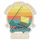 Sticker Code personnalisé. Pâte. Recommencer. Funny Fishin (Devant)